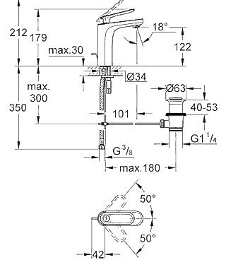 ЧертежGrohe Veris (23064000)