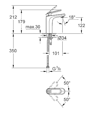ЧертежGrohe Veris (23065000)