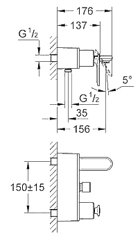 ЧертежGrohe Veris (32195000)