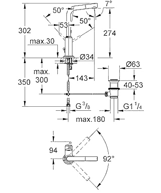ЧертежGrohe Atrio (32129001)