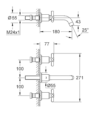 ЧертежGrohe Atrio Ypsilon (20164000)