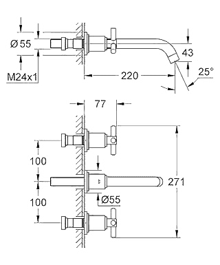ЧертежGrohe Atrio Ypsilon (20387000)