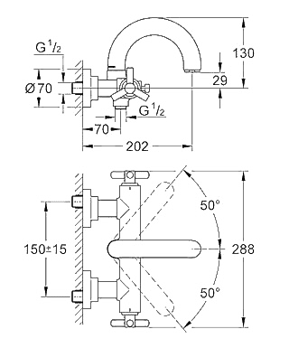 ЧертежGrohe Atrio Ypsilon (25010000)