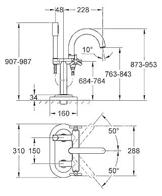 ЧертежGrohe Atrio Ypsilon (25044000)