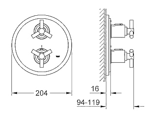 ЧертежGrohe Atrio Ypsilon (19395000)
