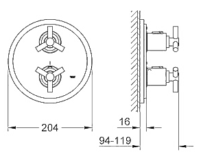 ЧертежGrohe Atrio Ypsilon (19394000)