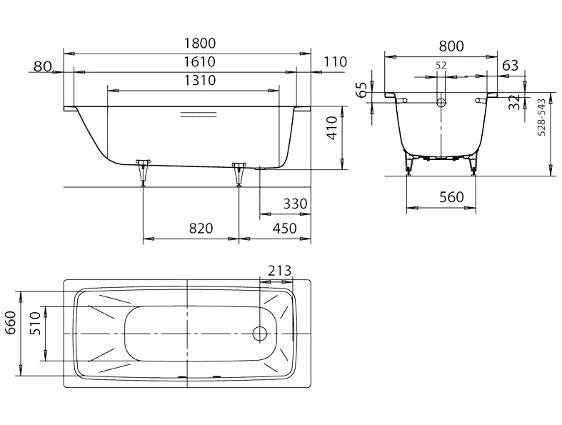 ЧертежKaldewei Cayono 180x80 (275100010001)