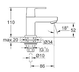 ЧертежGrohe Eurocube (23137000)