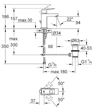 ЧертежGrohe Eurocube (23127000)