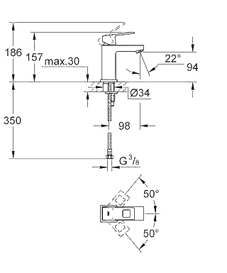 ЧертежGrohe Eurocube (23132000)
