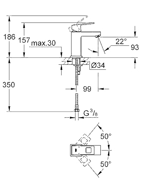 ЧертежGrohe Eurocube (2313200E)