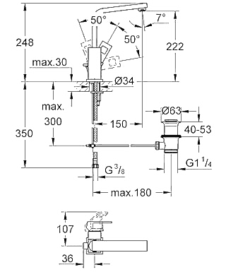 ЧертежGrohe Eurocube (23135000)