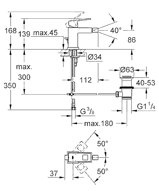 ЧертежGrohe Eurocube (23138000)