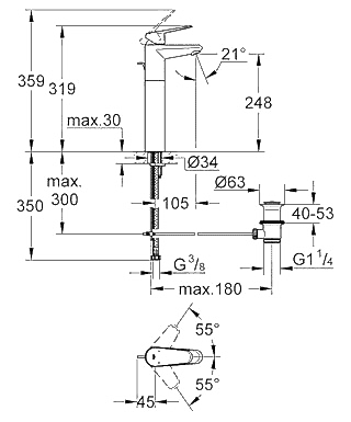 ЧертежGrohe Eurodisc cosmopolitan (23055002)
