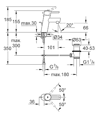 ЧертежGrohe Concetto (32204001)