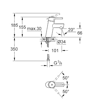 ЧертежGrohe Concetto (3224010E)