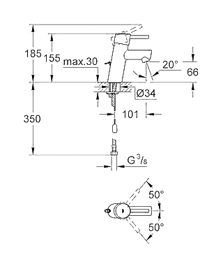 ЧертежGrohe Concetto (3220610E)