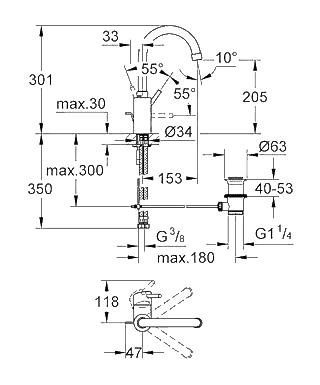 ЧертежGrohe Concetto (32629001)