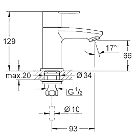 ЧертежGrohe Eurostyle cosmopolitan (23039002)