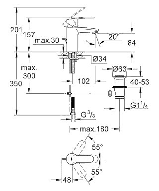 ЧертежGrohe Eurostyle cosmopolitan (33552002)