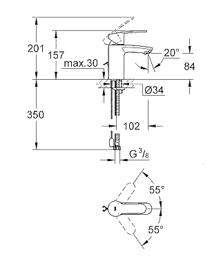 ЧертежGrohe Eurostyle cosmopolitan (3355720E)