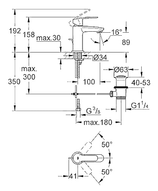 ЧертежGrohe Eurostyle cosmopolitan (23037002)