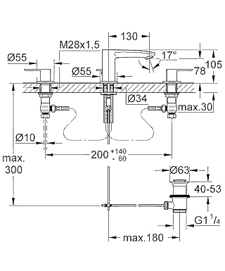 ЧертежGrohe Eurostyle cosmopolitan (20208002)
