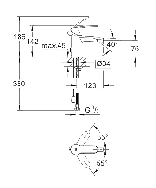 ЧертежGrohe Eurostyle cosmopolitan (33566002)