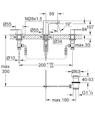 ЧертежGrohe Eurosmart cosmopolitan (20187000)