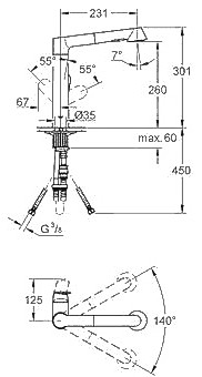 ЧертежGrohe K7 (32176DC0)