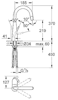 ЧертежGrohe Zedra (32296SD0)