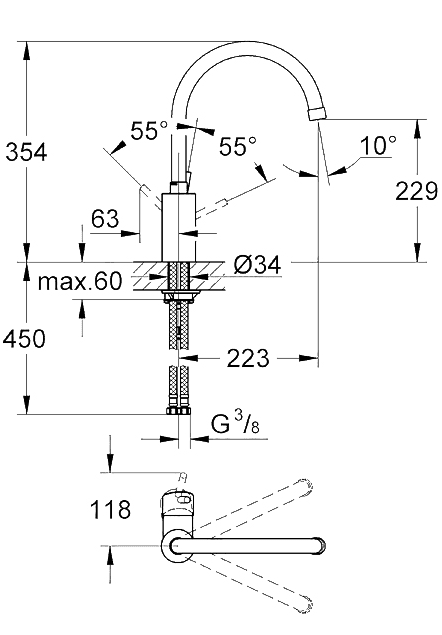 ЧертежGrohe Concetto (32661001)