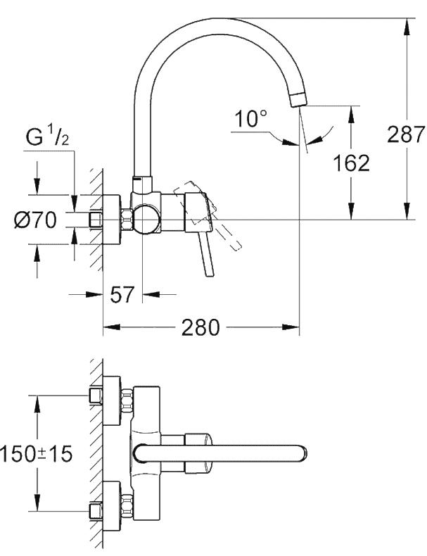 ЧертежGrohe Concetto (32667001)