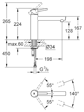 ЧертежGrohe Concetto (31128DC1)