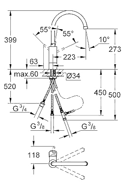 ЧертежGrohe Concetto (32666001)