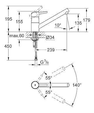 ЧертежGrohe Concetto (32659DC1)