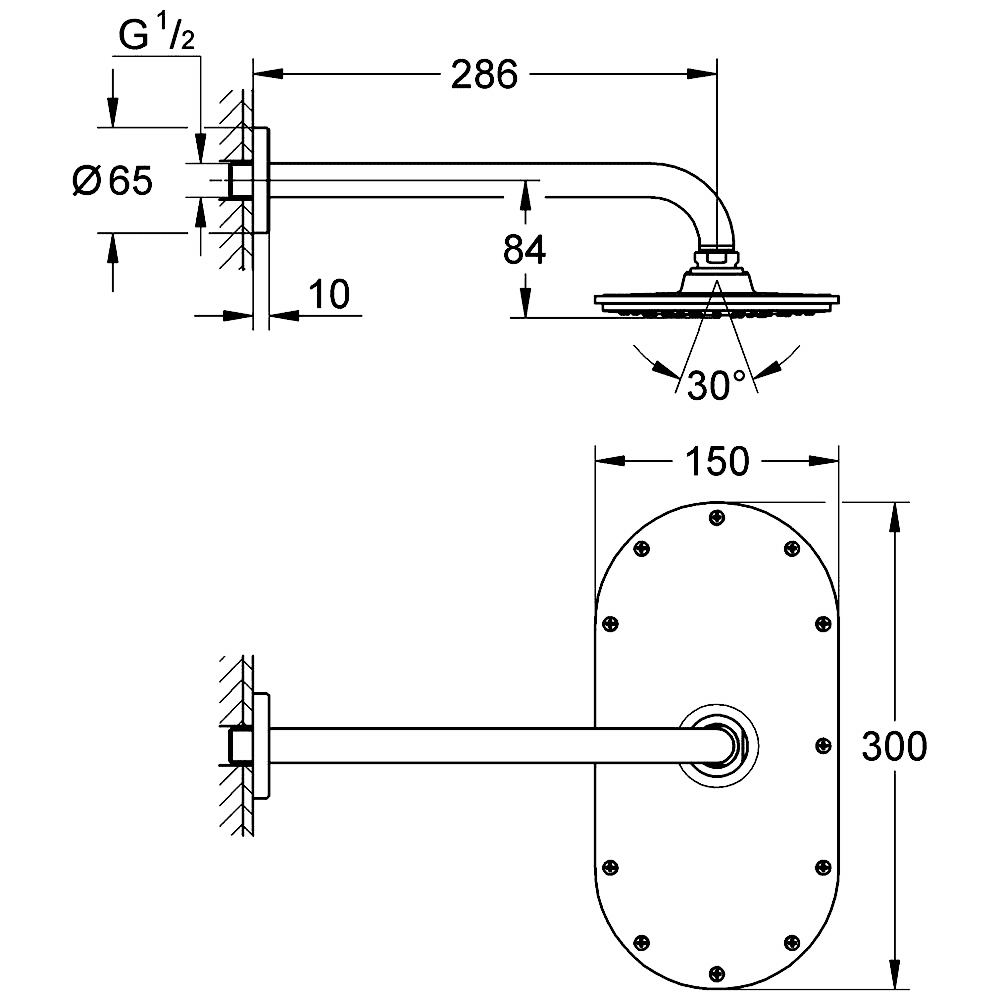 ЧертежGrohe Rainshower Veris 300 (26068000)