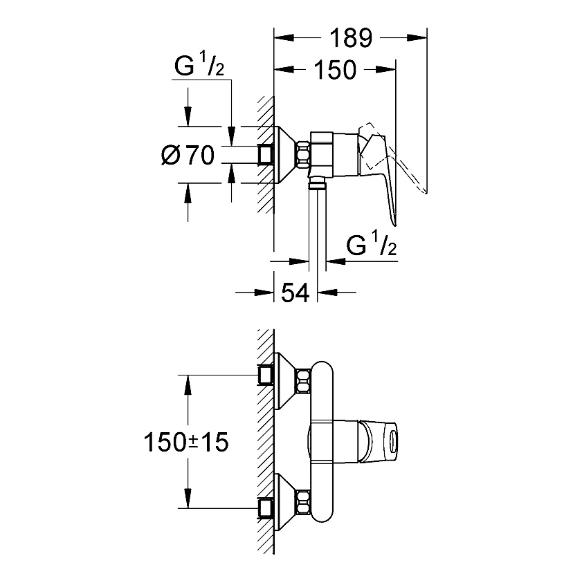 ЧертежGrohe Bau Loop (23340000)