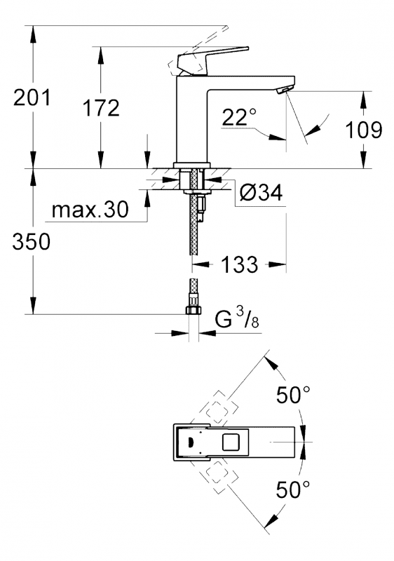ЧертежGrohe Eurocube (23446000)