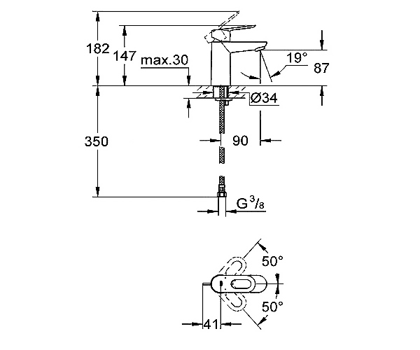 ЧертежGrohe Bau Loop (23337000)