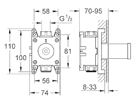 ЧертежGrohe Grohtherm F (35034000)