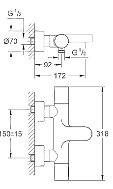 ЧертежGrohe Grohtherm 3000 Cosmopolitan (34276000)