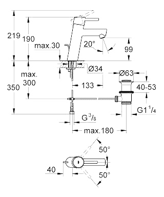 ЧертежGrohe Concetto (23450001)