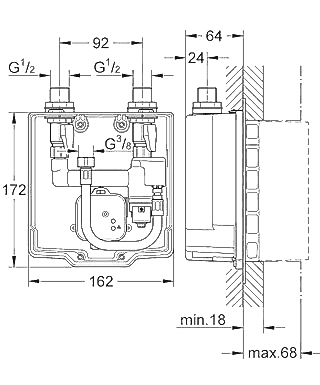 ЧертежGrohe Eurosmart Cosmopolitan E (36336000)