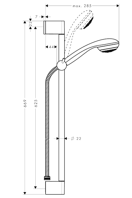 ЧертежHansgrohe Crometta 85 1jet/ Unica'Crometta 0.65 (27728000)