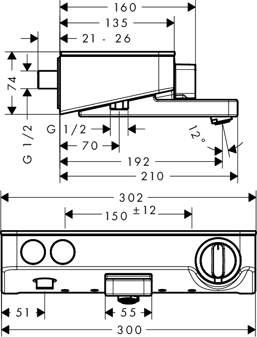 ЧертежHansgrohe ShowerTablet Select 300 (13151000)