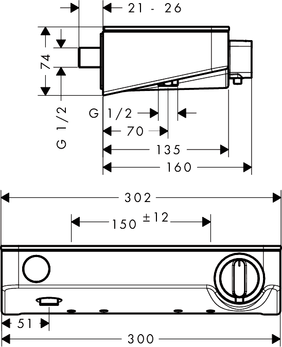 ЧертежHansgrohe ShowerTablet Select 300 (13171000)