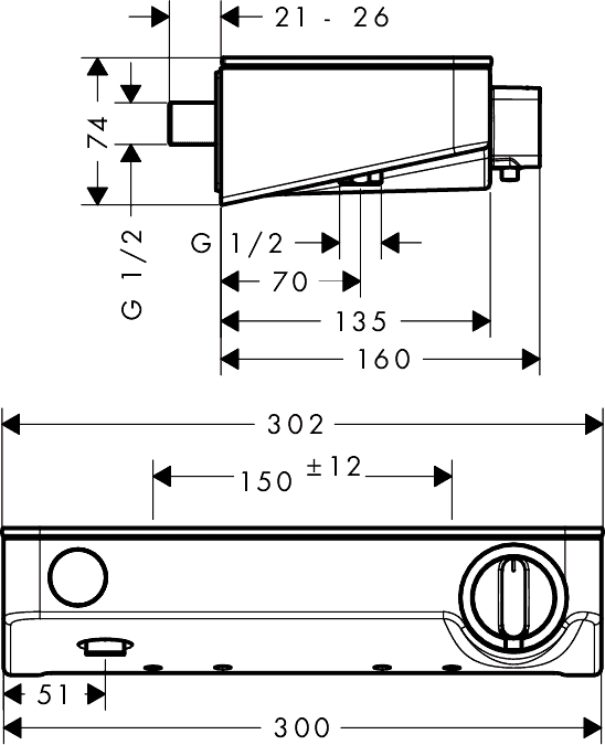 ЧертежHansgrohe ShowerTablet Select 300 (13171400)