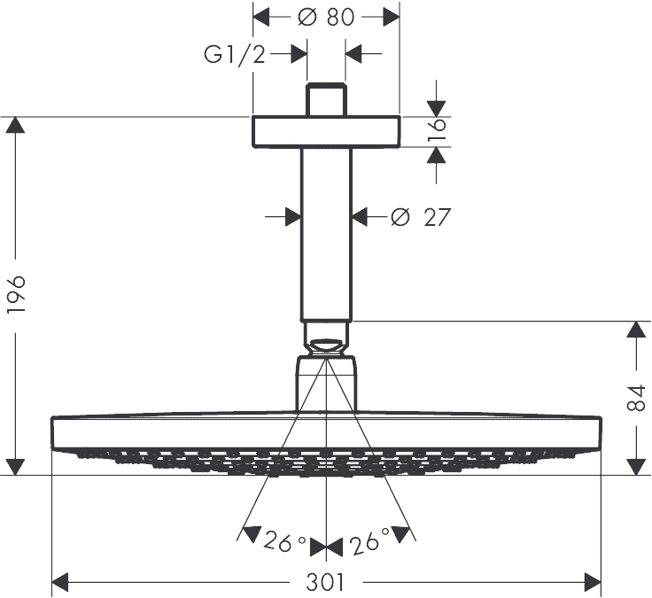 ЧертежHansgrohe Raindance Select S 300 2jet (27337400)