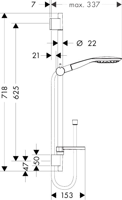 ЧертежHansgrohe Raindance Select E 150 3jet/Unica'S Puro 0.65 (27856000)